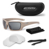 ESS - Rollbar Ballistic Glasses - Terrain Tan - Transparent / Tinted Smoke Gray - EE9018-07