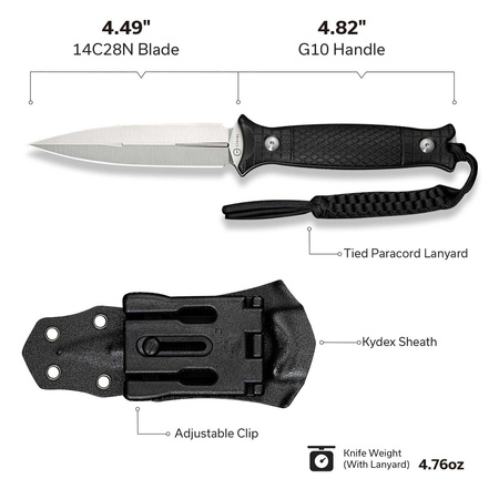 Civivi Perfrico Black G10 knife, Satin 14C28N (C23026-1)