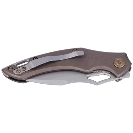 FoxEdge Sparrow Brown Anodized Aluminum Folding Knife, Sand Blasted by Denis Simonutti (FE-031)