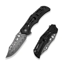 Civivi Biophase Black Aluminum Folding Knife, Damascus (C23083-DS1)