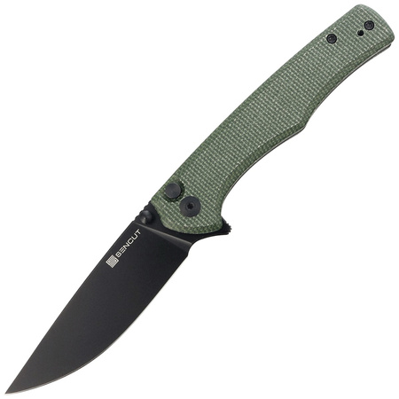 Sencut Crowley Green Micarta, Black Stonewashed D2 Folding Knife (S21012-3)