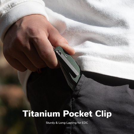 Civivi Clingman Green Canvas Micarta Folding Knife, Black Stonewashed Nitro-V by Taylor Martin Best Damn EDC (C23065-4)