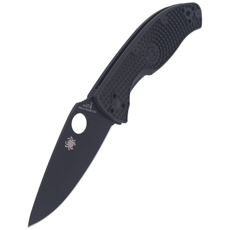 Spyderco Tenacious FRN Black Blade Plain Folding Knife (C122PBBK)