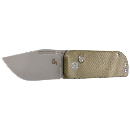 BlackFox NU-Bowie Green Micarta Folding Knife, Coarse Stone Washed D2 by Keanu Alfaro (BF-758-MI)