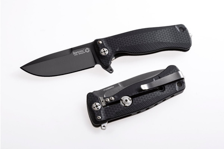 LionSteel SR Flipper Aluminum Black / Black Blade Folding Knife (SR22A BB)