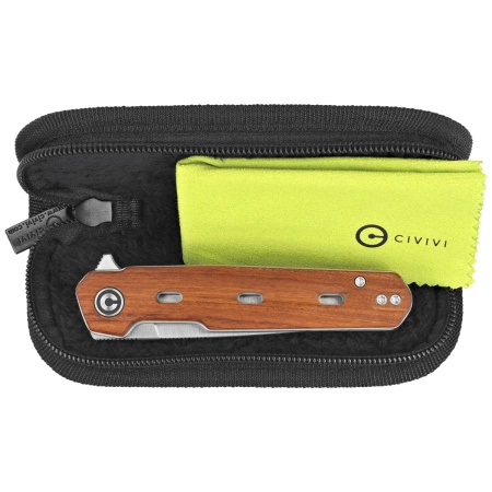 Civivi Navo Guibourtia Wood Folding Knife, Satin Nitro-V by Ostap Hel (C25015B-1)