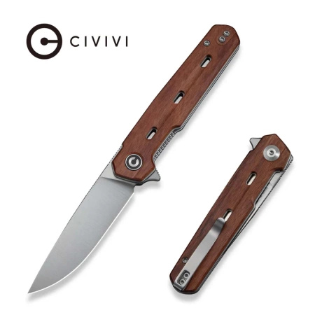 Civivi Navo Guibourtia Wood Folding Knife, Satin Nitro-V by Ostap Hel (C25015B-1)