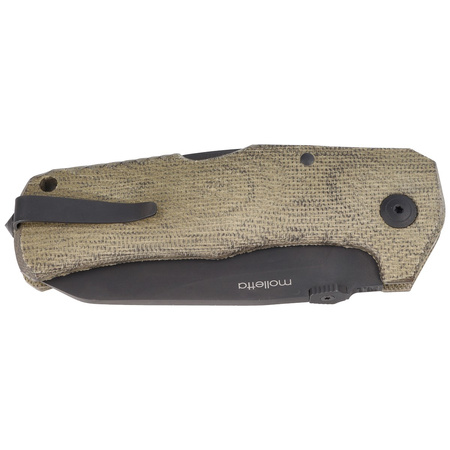 LionSteel TM1 Green Canvas Micarta Folding Knife, Black Sleipner by Molletta (TM1B CVG)