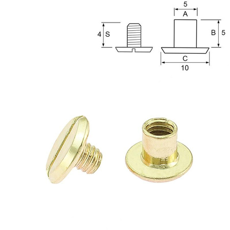 Chicago type screw - 5x5x10 mm - Brass (10 pcs)