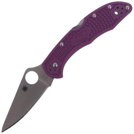 Spyderco Delica 4 Flat Ground Lightweight Purple Plain Folding Knife (C11FPPR)