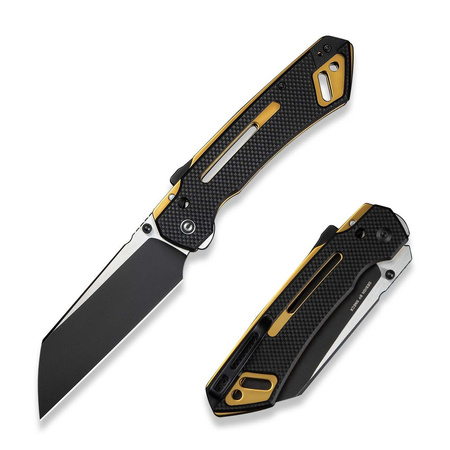 Civivi Buster FG Black Coarse G10 Folding Knife, Black Stonewashed/Satin Nitro-V by Snecx Tan (C24052-1)