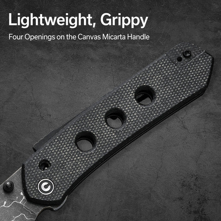 Civivi Vision FG Black Canvas Micarta Folding Knife, Damascus by Snecx Tan (C22036-DS2)