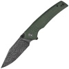 Civivi Tranquil Green Canvas Micarta Folding Knife, Black Hand Rubbed Damascus (C23027-DS1)