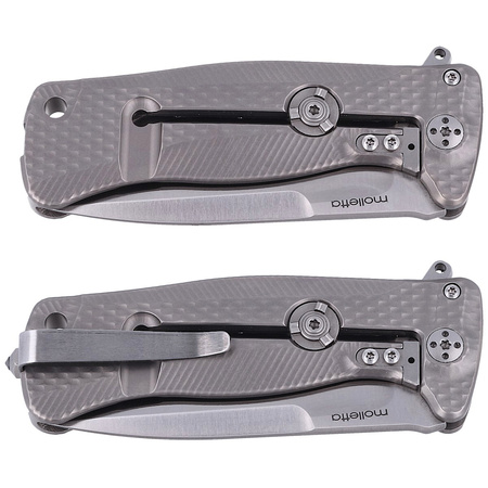 LionSteel Grey Titanium Folding Knife, Satin Sleipner by Molletta (SR22 G)