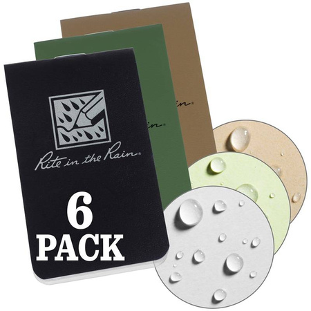 Rite in the Rain - Waterproof Notes - On-The-Go - 85 x 50 mm - 6 pcs. - Black / Green / Tan