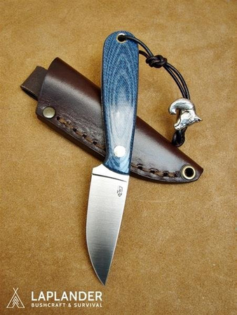Brisa Necker 70 Flat knife - Blue Jeans Micarta - Leather scabbard