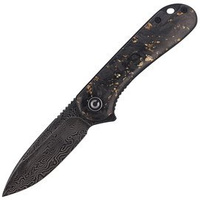 CIVIVI Elementum Flipper Knife Shredded Carbon Fiber / Golden Shred, Black Damascus (C907C-DS1)