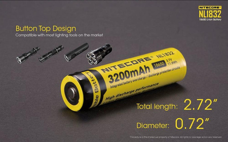 Nitecore 18650 NL1832 3200mAh battery