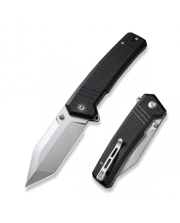 Civivi Bhaltair Black Coarse G10 Folding Knife, Stonewashed 14C28N (C23024-1)