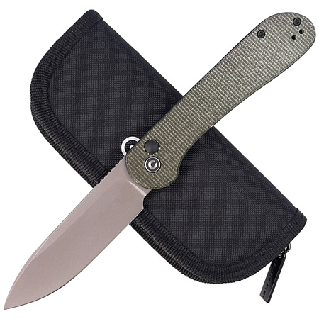 CIVIVI Button Lock Elementum Dark Green Micarta, Gray Stonewashed knife (C2103C)