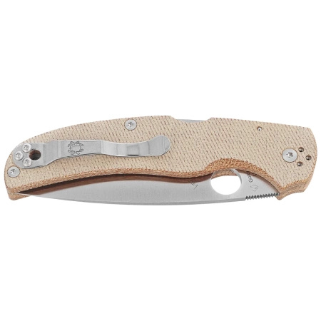 Spyderco Native Chief Brown Canvas Micarta Folding Knife, Satin CPM Cru-Wear by Sal Glesser (C244MPCW)