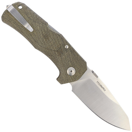 LionSteel TM1 Green Canvas Micarta Folding Knife, Satin Sleipner by Molletta (TM1 CVG)