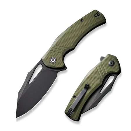 Civivi BullTusk OD Green G10, Black Stonewashed 14C28N Folding Knife (C23017-2)