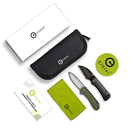 Civivi Baby Banter Wharncliffe Black Burlap Micarta Folding Knife, Black Nitro-V by Ben Petersen (C19068SC-1)