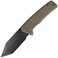 Civivi Bhaltair Green Burlap Micarta Folding Knife, Black 14C28N (C23024-3)