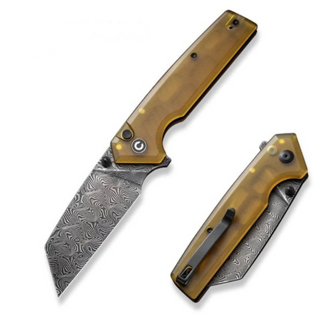 Civivi Amirite Ultem Bead Blasted Folding Knife, Damascus (C23028-DS1)