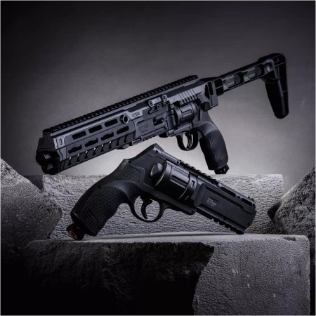 RAM Umarex T4E TR 50 HDR 50 Gen 2 caliber rubber bullet revolver set. .50 CO2 12 g + HDR 50 carbine conversion, TR 50 T4E
