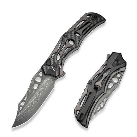 Civivi Biophase Gray Aluminum / Black G10 folding knife, Damascus (C23083C-DS1)