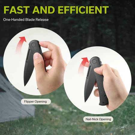 Civivi Caetus Black Burlap Micarta Folding Knife, Black Stonewashed 14C28N (C21025C-2)