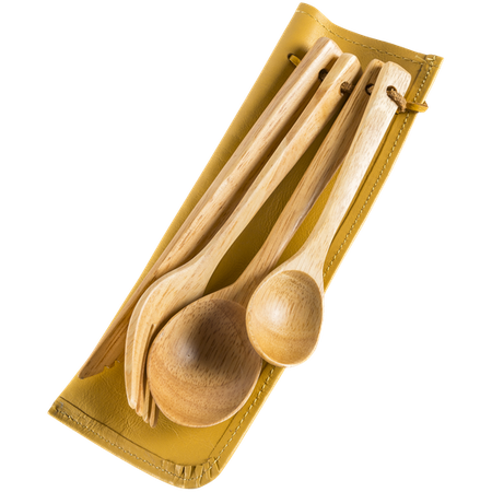 Wooden cutlery with leather case - Eagle Products