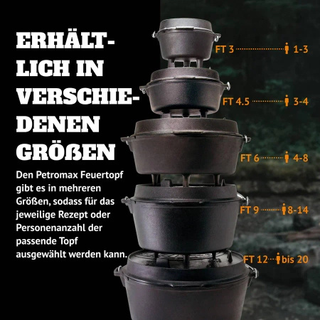Petromax Spirit Oven FT12 Cast Iron Cauldron with Feet