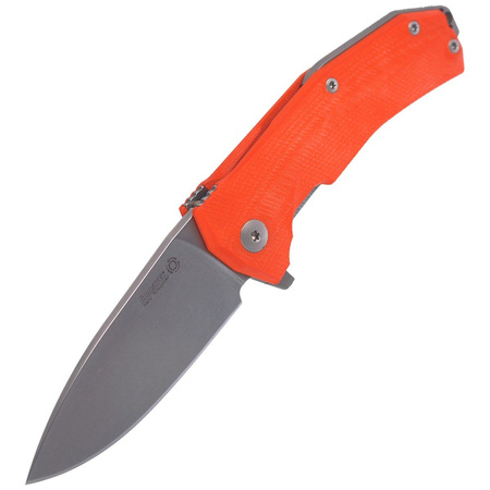 LionSteel KUR G10 Orange / Stone Washed Blade Folding Knife (KUR OR)