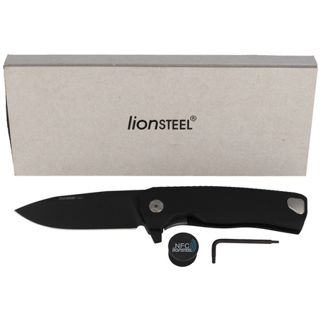 LionSteel ROK Aluminum Black / Black Blade Folding Knife (ROK A BB)