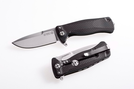 LionSteel SR22A Aluminum Black / Satin Blade Folding Knife (SR22A BS)