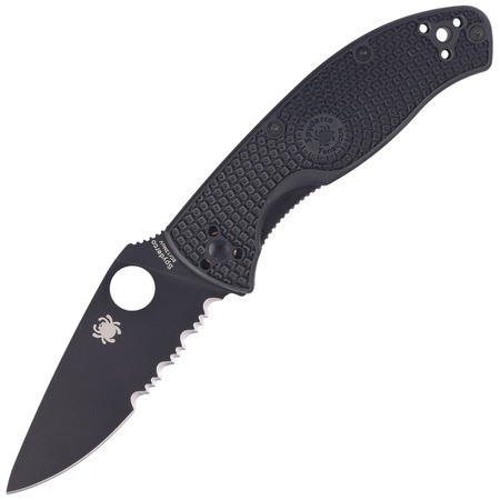 Spyderco Tenacious FRN Black, Black Blade Spyder Folding Knife (C122PSBBK)