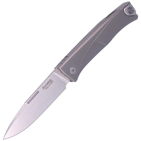 LionSteel Thrill Grey Titanium, Satin M390 folding knife by Molletta (TL GY)