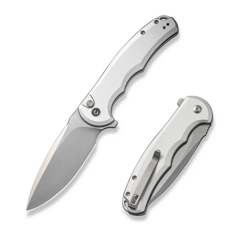 Civivi Button Lock Praxis Silver Aluminum, Satin Nitro-V Folding Knife (C18026E-2)