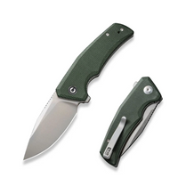 Civivi Regulatron Green Canvas Micarta Folding Knife, Satin Nitro-V (C23006-2)