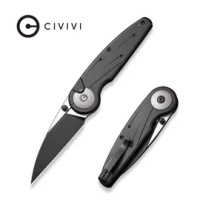 Civivi Starflare Black Aluminum, Black Stonewashed/Satin Nitro-V Folding Knife (C23052-1)