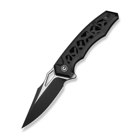Civivi Anaaki Black Aluminum, Black Stonewashed/Satin Nitro-V Folding Knife (C24039-1)