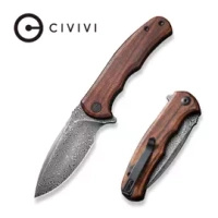 Civivi Mini Praxis Guibourtia Wood, Black Hand Rubbed Damascus Knife (C18026C-DS1)