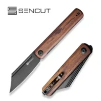 Sencut - Bronte Guibourtia Wood Folding Knife, Black Stonewashed 9Cr18MoV (SA08E)