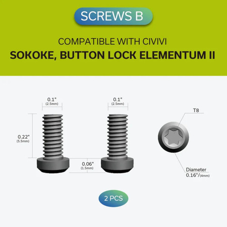 Civivi Gray Titanium Pocket Clip and Screw Set for WE, Civivi (T003C)