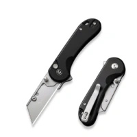 Civivi Elementum Utility Black Aluminum, Stonewashed 6Cr13 Folding Knife (C23039B-1)