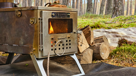 Bushmen - Fastfold Camping Stove L2W Tent Stove - Large - with two windows