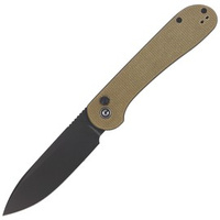 CIVIVI Button Lock Elementum Knife Olive Micarta, Black Stonewashed (C2103B)